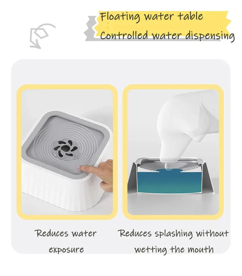 Floating Pet Water Bowl – Splash-Proof, Anti-Tip Design with Large 1300ml Capacity for Dogs and Cats