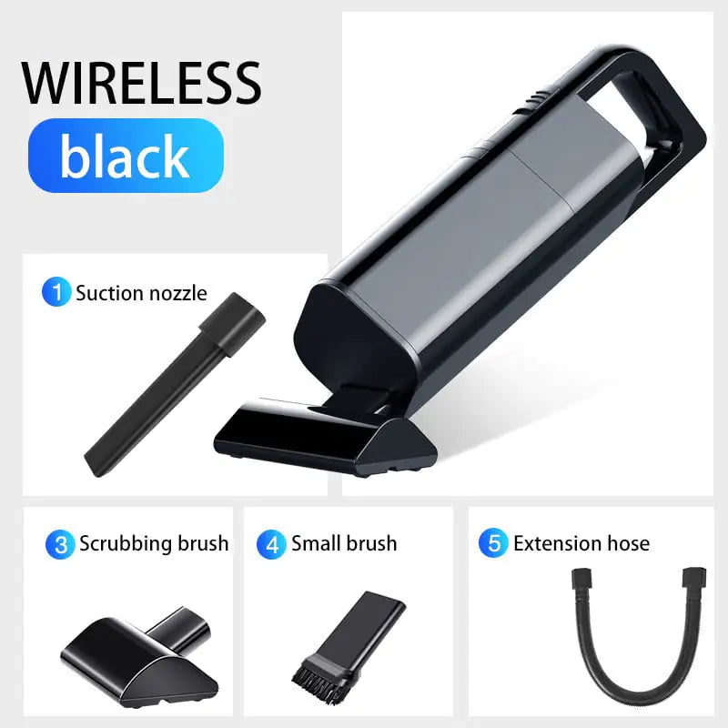 Wireless Rechargeable Handheld Vacuum Cleaner – Powerful 36000 RPM Portable Cordless Cleaner for Home & Car (Black/White)