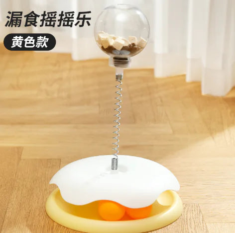 Leaky Food Cat-Teasing Turntable – Interactive Treat Dispensing Toy for Cats (Blue, Yellow, Green)