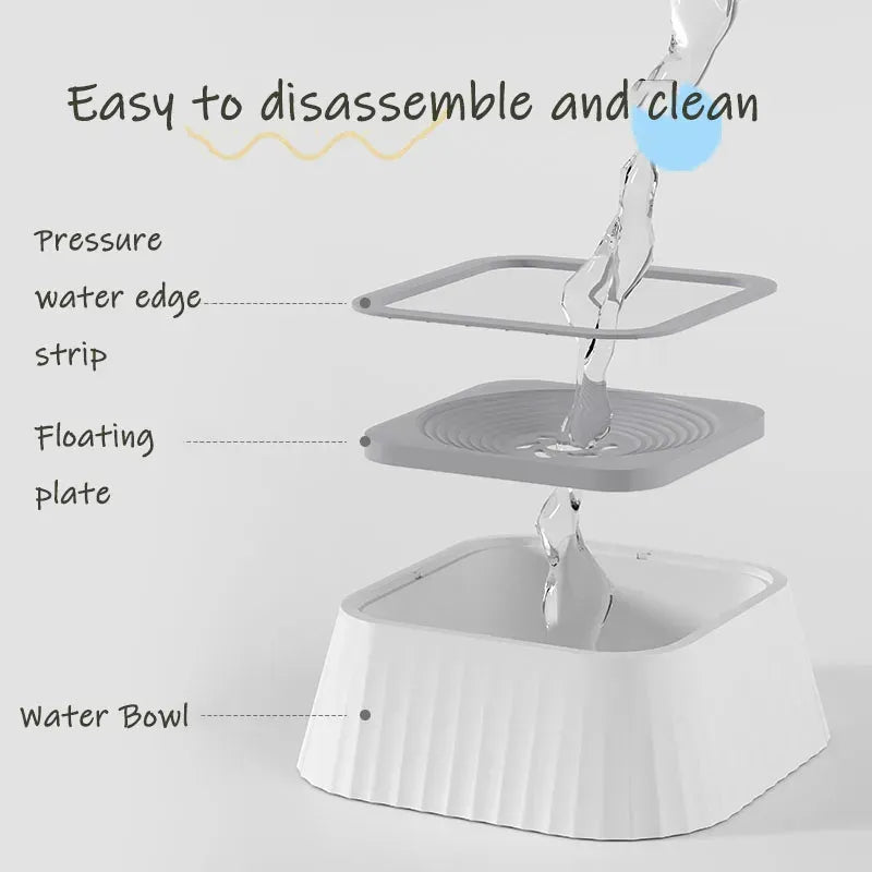 Floating Pet Water Bowl – Splash-Proof, Anti-Tip Design with Large 1300ml Capacity for Dogs and Cats