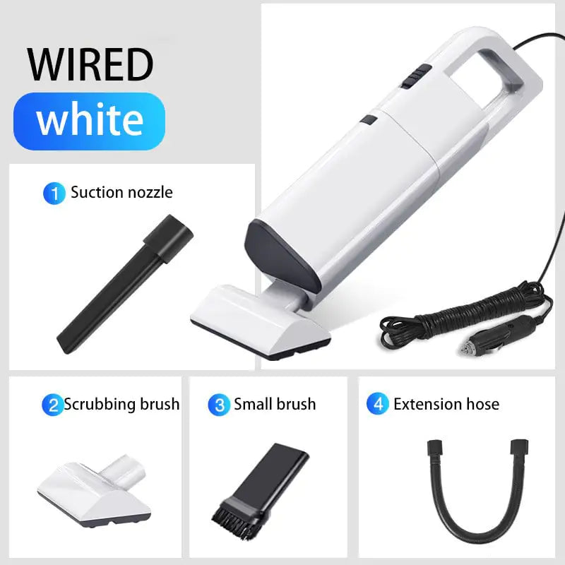 Wireless Rechargeable Handheld Vacuum Cleaner – Powerful 36000 RPM Portable Cordless Cleaner for Home & Car (Black/White)