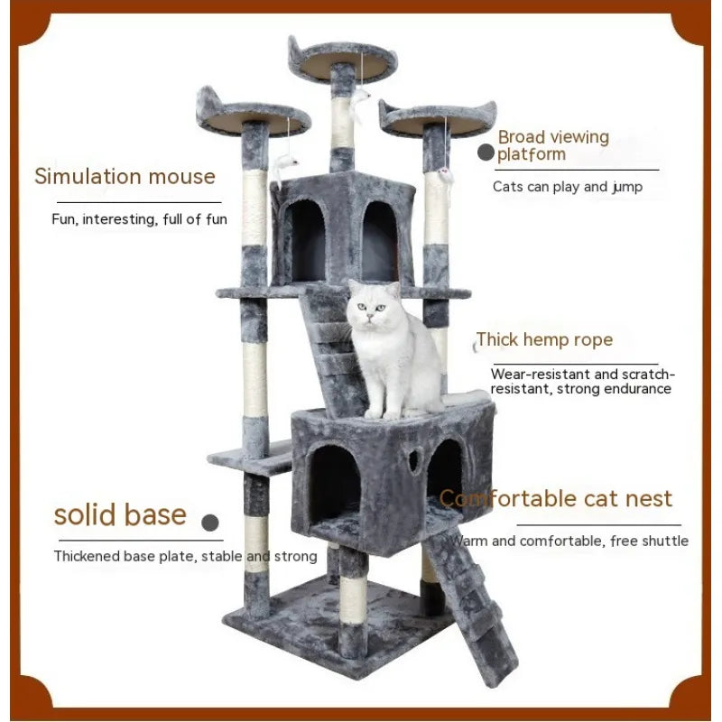 Large Cat Tree with Climbing Frame – Multi-Level Cat Tower with Sisal Posts, Platforms, and Lounging Areas