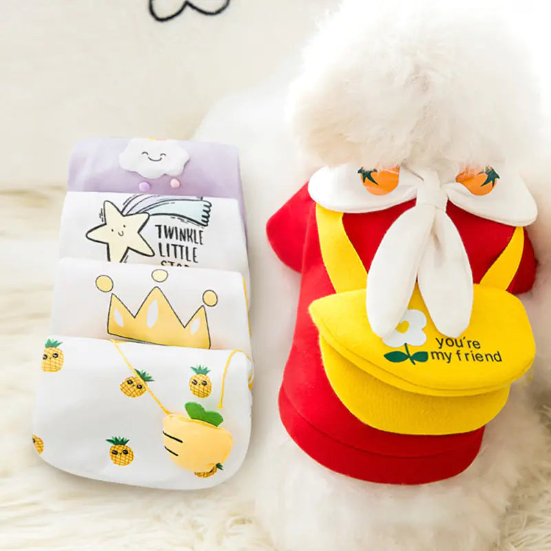 Fashion Cute Cartoon Pet Sweater – Warm Cotton Autumn & Winter Clothes for Dogs & Cats (XS–XL, Multiple Colors)