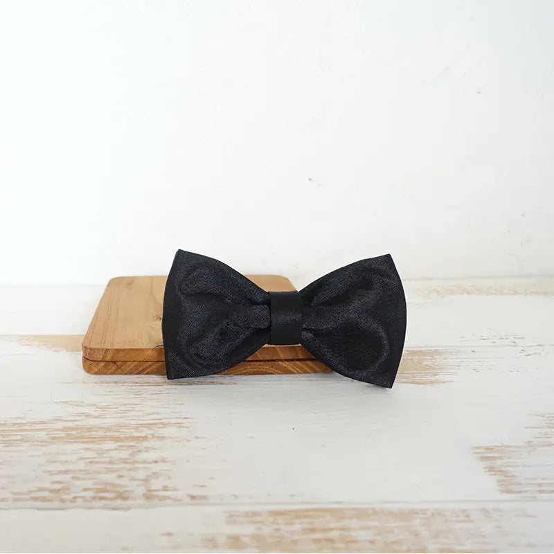Metal Buckle Dog Collar – Black Velvet Bow Tie Design with Adjustable Fit (Black Knight, XS–XL)