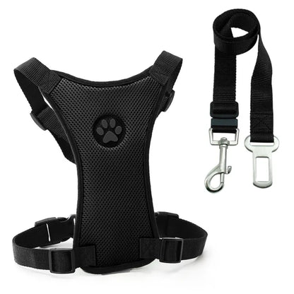 Breathable Mesh Dog Car Safety Harness – Adjustable Chest Strap for Comfort and Protection (Multi-Use Design)
