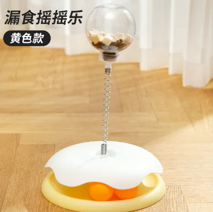Leaky Food Cat-Teasing Turntable – Interactive Treat Dispensing Toy for Cats (Blue, Yellow, Green)