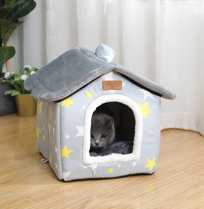 Cozy Cat and Dog Kennel House – Soft Cloth Pet Bed in Multiple Colors (S, M, L)