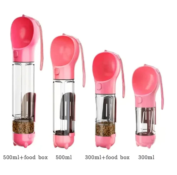 3-in-1 Dog Water Bottle & Food Feeder – Portable Leak-Proof Pet Travel Dispenser (300ml / 500ml, Multiple Colors)