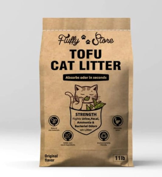 Fluffy Paws 4-in-1 Tofu Cat Litter – Eco-Friendly Clumping, Dust-Free &amp; Flushable Formula (Unscented)
