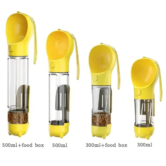 3-in-1 Dog Water Bottle & Food Feeder – Portable Leak-Proof Pet Travel Dispenser (300ml / 500ml, Multiple Colors)