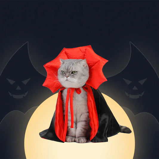 Vampire King Pet Cape – Adjustable Halloween Costume for Dogs & Cats (One Size)