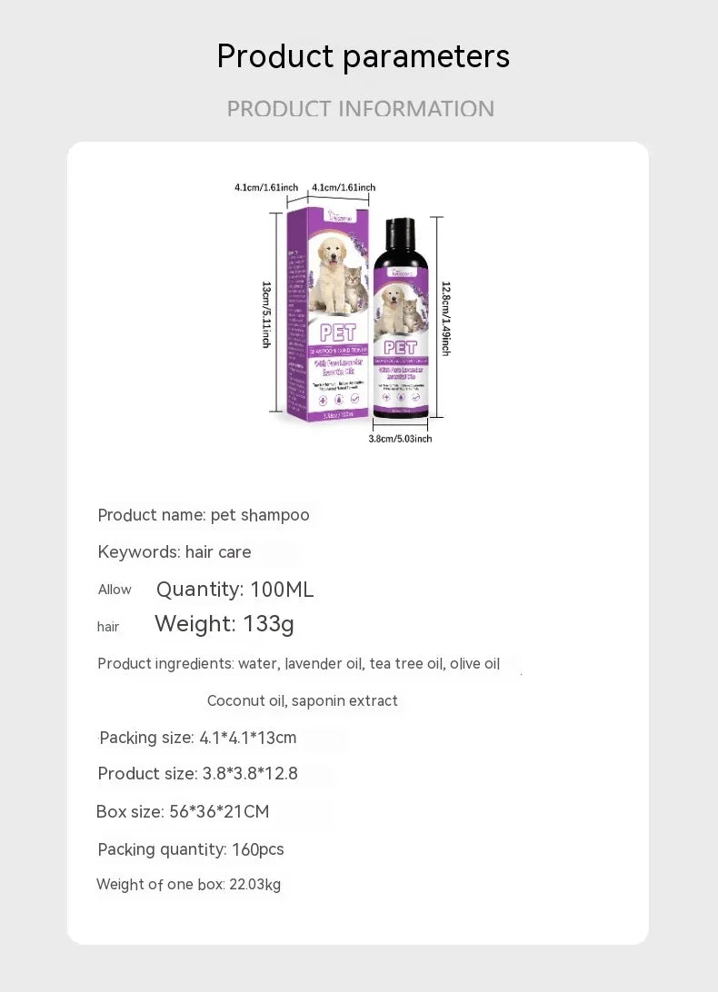 Gentle Itch-Relief Pet Shampoo for Dogs – Soothing, Softening &amp; Tangle-Free Formula (100ml)