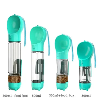 3-in-1 Dog Water Bottle & Food Feeder – Portable Leak-Proof Pet Travel Dispenser (300ml / 500ml, Multiple Colors)