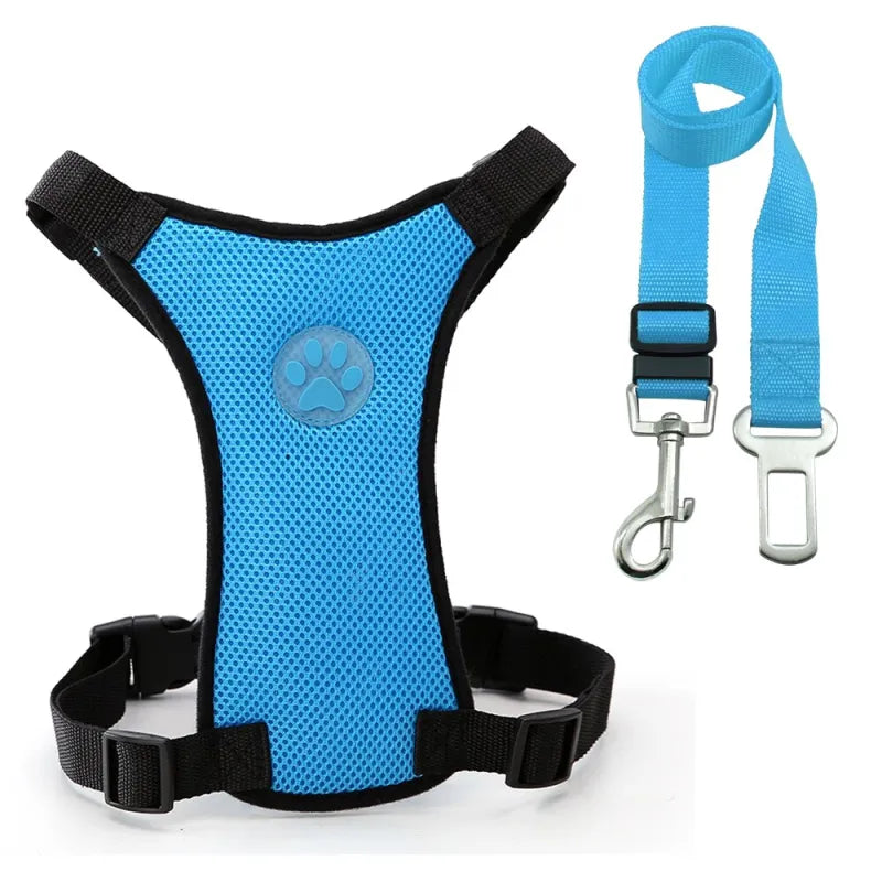 Breathable Mesh Dog Car Safety Harness – Adjustable Chest Strap for Comfort and Protection (Multi-Use Design)