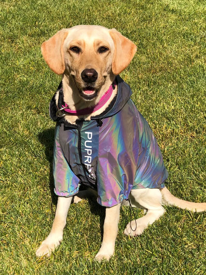 Reflective Dog Raincoat – Waterproof, Windproof & Stylish Outerwear for All Breeds (Sizes S–4XL, Silver)