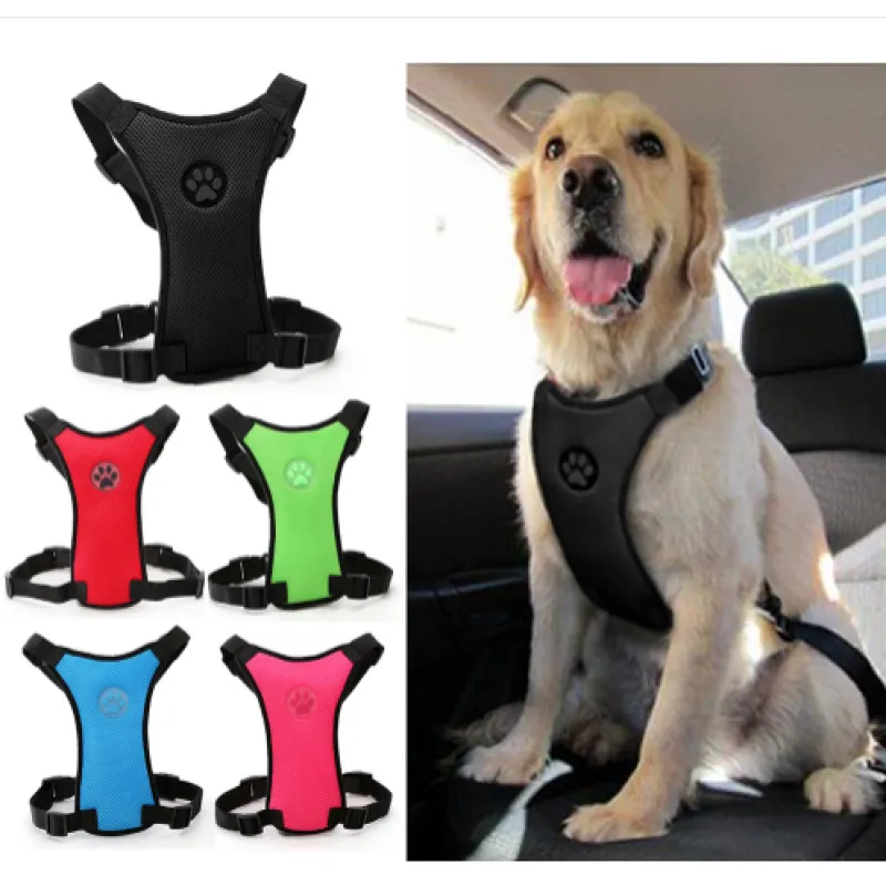Breathable Mesh Dog Car Safety Harness – Adjustable Chest Strap for Comfort and Protection (Multi-Use Design)