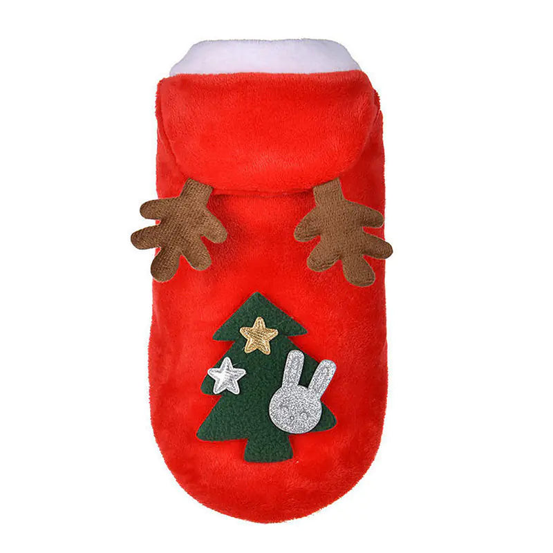 Autumn & Winter Flannel Festive Pet Dress – Warm Coral Fleece Outfit for Dogs & Cats (XS–XL, Red)