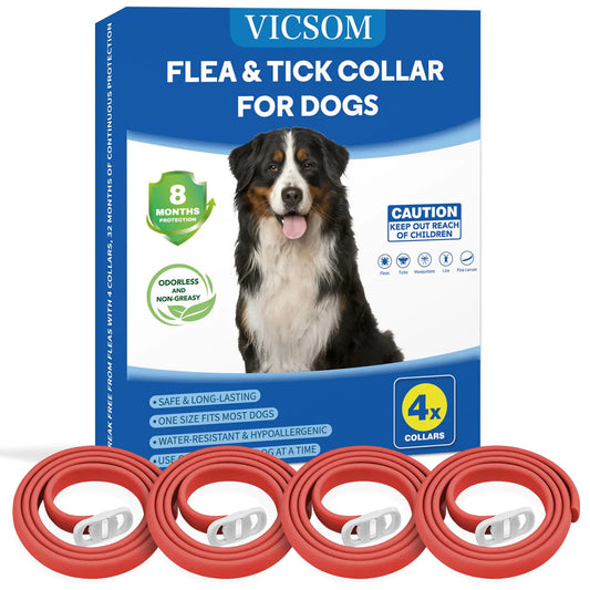 4-Pack Flea & Tick Collars for Dogs – Natural Essential Oil Protection (Up to 32 Months)