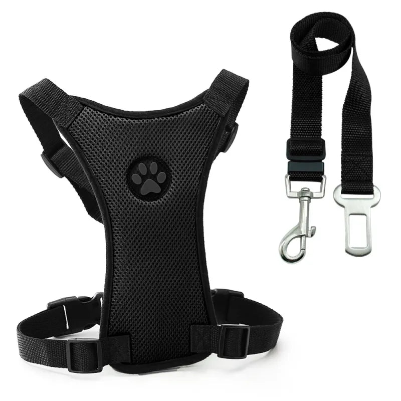 Breathable Mesh Dog Car Safety Harness – Adjustable Chest Strap for Comfort and Protection (Multi-Use Design)