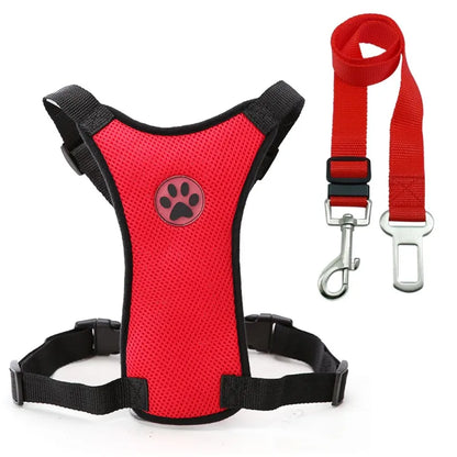 Breathable Mesh Dog Car Safety Harness – Adjustable Chest Strap for Comfort and Protection (Multi-Use Design)